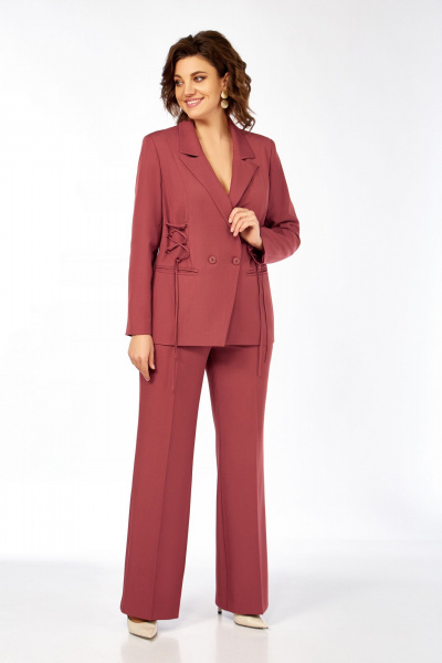 Брюки, жакет Ольга Стиль С-998 приглушенный-коралловый - фото 3