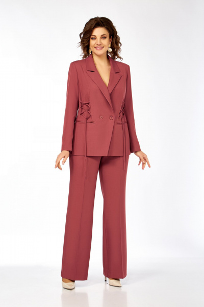Брюки, жакет Ольга Стиль С-998 приглушенный-коралловый - фото 2