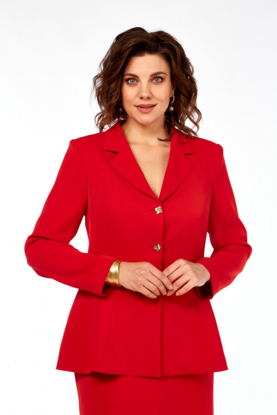 Жакет, юбка Ольга Стиль С-985 красный - фото 6