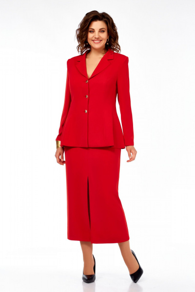 Жакет, юбка Ольга Стиль С-985 красный - фото 5