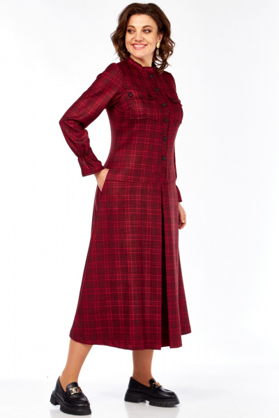 Платье Celentano lite 5078 бордовая_клетка - фото 10