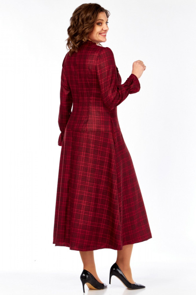 Платье Celentano lite 5078 бордовая_клетка - фото 5