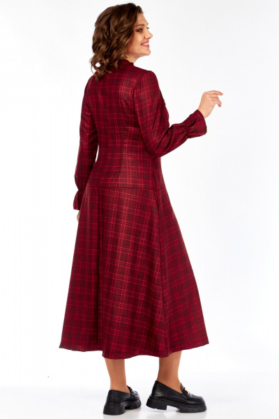 Платье Celentano lite 5078 бордовая_клетка - фото 2