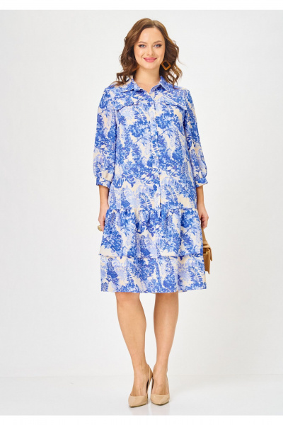 Платье Твой имидж 2349 голубой_с_принтом - фото 5
