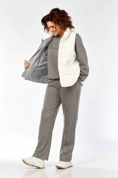 Брюки, джемпер, жилет Диомант 2150 серый-белый - фото 12