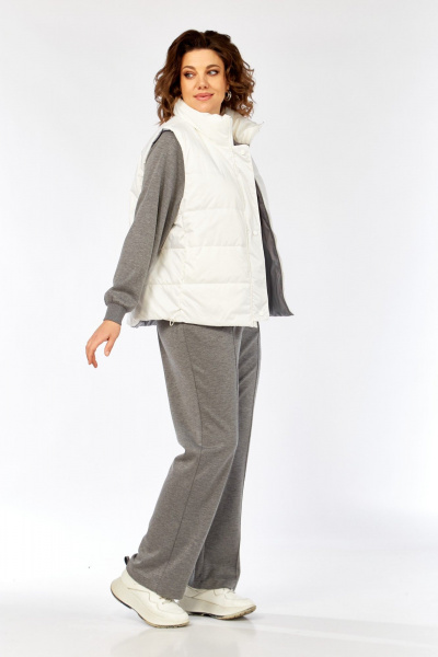 Брюки, джемпер, жилет Диомант 2150 серый-белый - фото 10