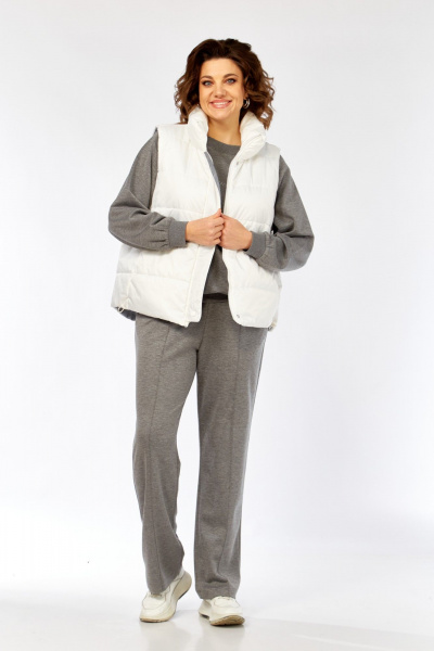 Брюки, джемпер, жилет Диомант 2150 серый-белый - фото 9