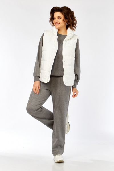 Брюки, джемпер, жилет Диомант 2150 серый-белый - фото 3