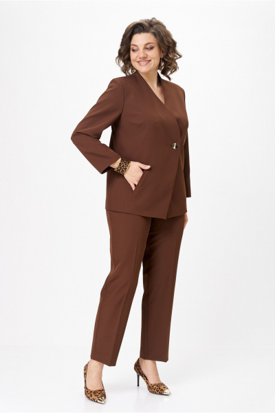 Брюки, жакет Vilena 1092 шоколад - фото 8