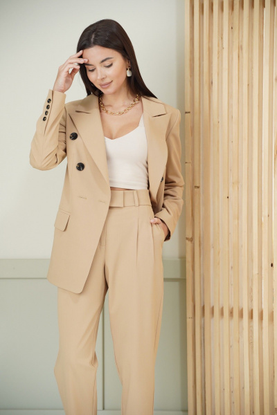 Брюки, жакет LadisLine 1584 кэмел - фото 2