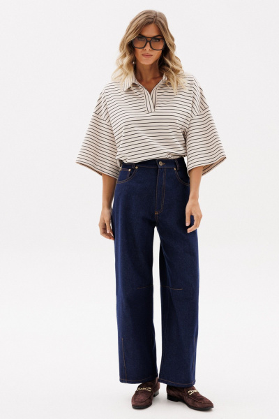 Джемпер EOLA 2958 светло-бежевый_полоска - фото 11