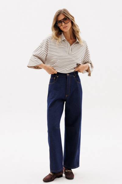 Джемпер EOLA 2958 светло-бежевый_полоска - фото 10