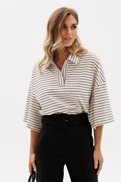 Джемпер EOLA 2958 светло-бежевый_полоска - фото 2