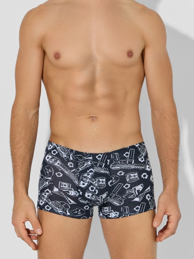 Трусы Mark Formelle 411229-3/25-5411П-5 пистолеты_и_деньги_на_черном_хвойный_лес_пули_на_г - фото 1