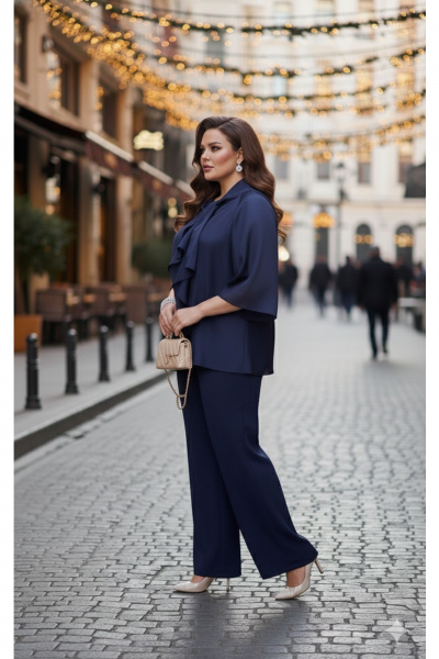 Блуза, брюки Vittoria Queen 27093/1 темно-синий - фото 2