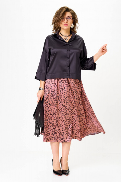 Блуза, юбка Anastasia 1321 черно-синий/розовое_золото - фото 1