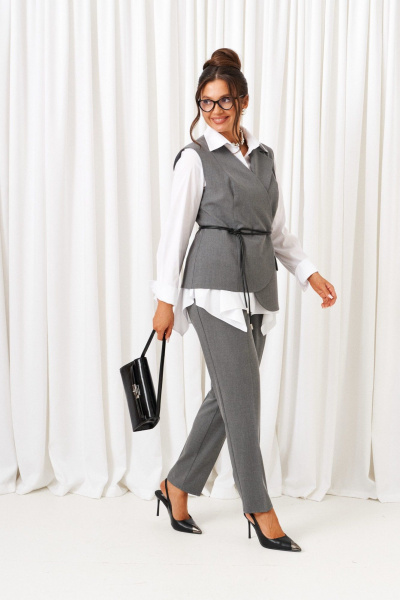 Блуза, брюки, жилет Beautiful&Free 6423 серый - фото 2