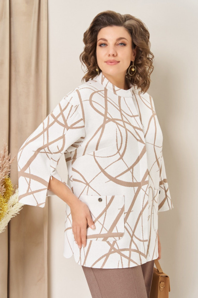Блуза, брюки, жакет VOLNA 1439 молочно-бежевый - фото 2