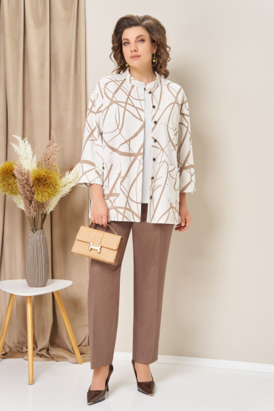 Блуза, брюки, жакет VOLNA 1439 молочно-бежевый - фото 1