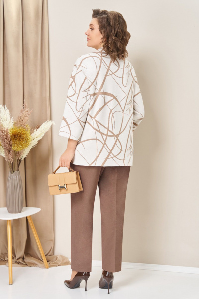 Блуза, брюки, жакет VOLNA 1439 молочно-бежевый - фото 3