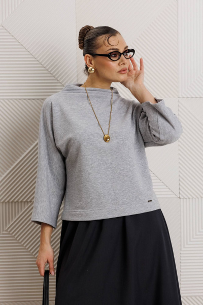 Блуза, юбка Anastasia 1319 серый_меланж/графит - фото 7