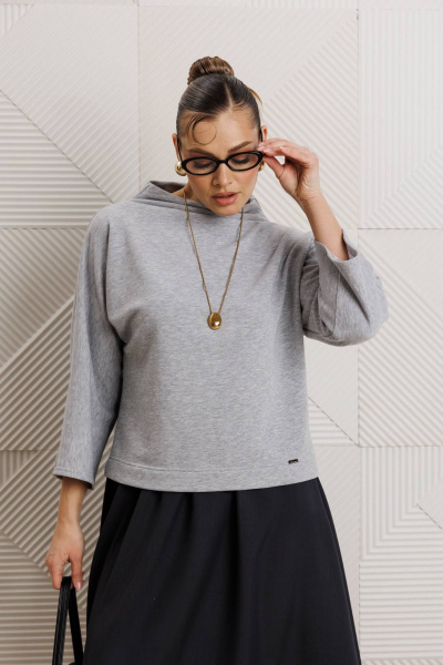 Блуза, юбка Anastasia 1319 серый_меланж/графит - фото 6