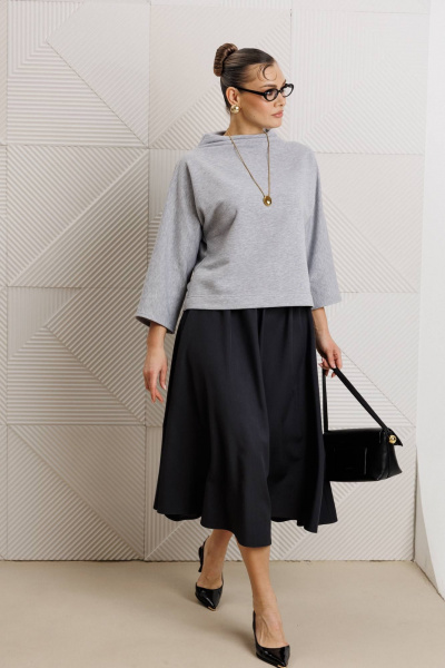 Блуза, юбка Anastasia 1319 серый_меланж/графит - фото 5