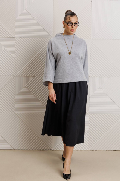 Блуза, юбка Anastasia 1319 серый_меланж/графит - фото 4