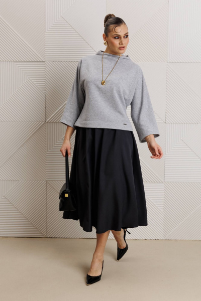 Блуза, юбка Anastasia 1319 серый_меланж/графит - фото 3