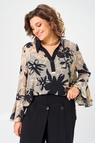 Блуза, брюки, топ Romanovich Style 3-2869 черный/беж - фото 11