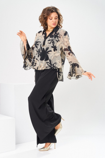 Блуза, брюки, топ Romanovich Style 3-2869 черный/беж - фото 8