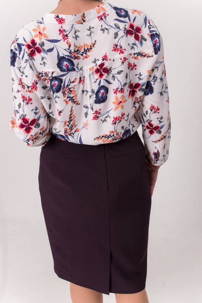 Деловая зауженная юбка-карандаш с разрезом длина 60см Faldas М-06 баклажан - фото 5