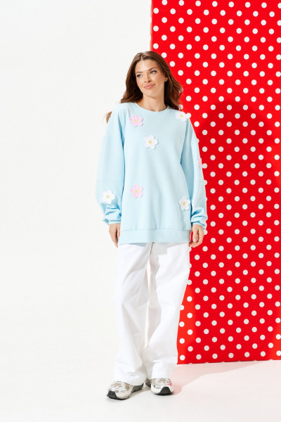 Свитшот ELLETTO 3946 голубой - фото 2