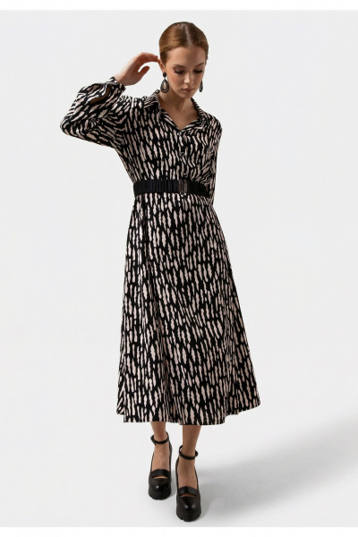 Платье Erika 7235 черно-молочный - фото 1