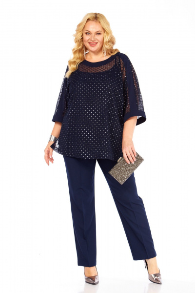 Блуза, брюки, топ Элль-стиль 2420 темно-синий - фото 7