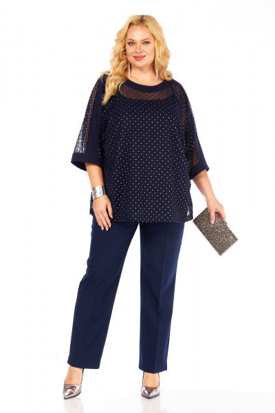 Блуза, брюки, топ Элль-стиль 2420 темно-синий - фото 2