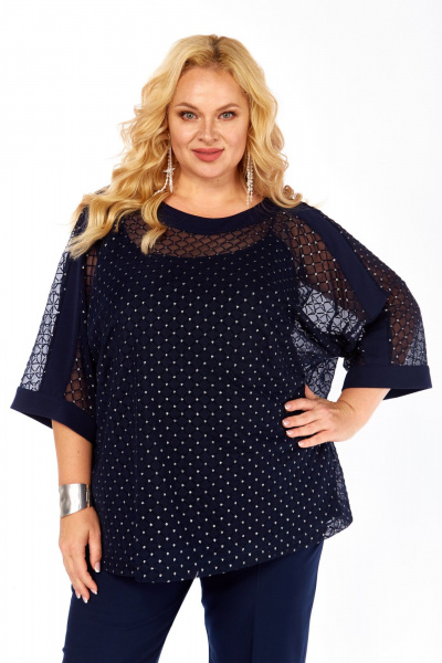 Блуза, топ Элль-стиль 2420а темно-синий - фото 8