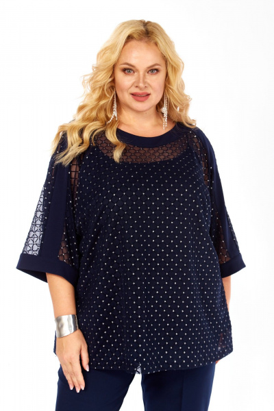 Блуза, топ Элль-стиль 2420а темно-синий - фото 7