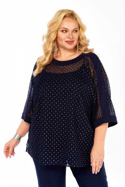 Блуза, топ Элль-стиль 2420а темно-синий - фото 3
