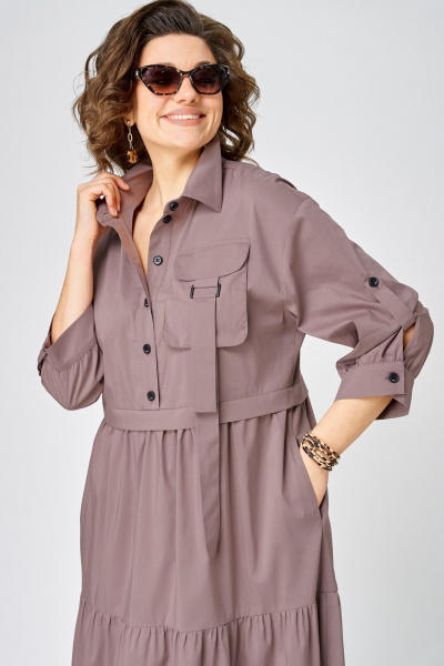 Платье EVA GRANT 7176 молочный_шоколад - фото 14