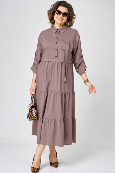 Платье EVA GRANT 7176 молочный_шоколад - фото 11