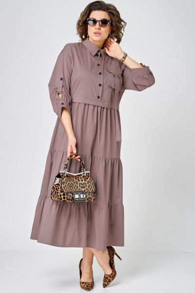 Платье EVA GRANT 7176 молочный_шоколад - фото 10