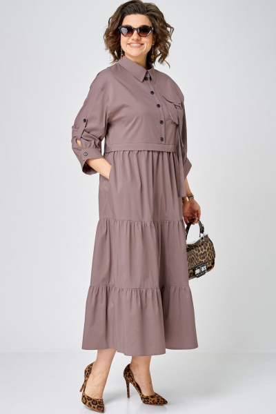 Платье EVA GRANT 7176 молочный_шоколад - фото 7