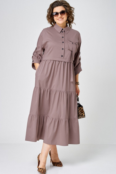 Платье EVA GRANT 7176 молочный_шоколад - фото 6