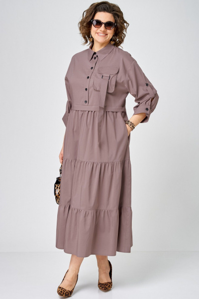 Платье EVA GRANT 7176 молочный_шоколад - фото 5