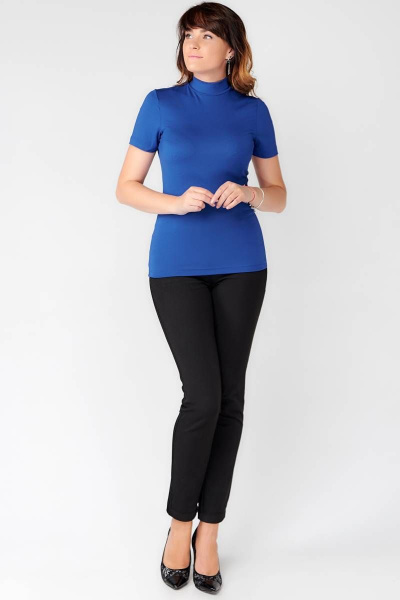 Классический джемпер с воротником-стойкой из вискозы La rouge 3273 сапфир - фото 2