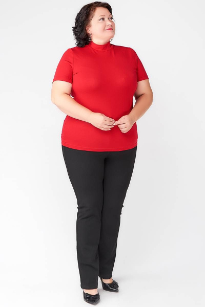 Классический джемпер с воротником-стойкой из вискозы La rouge 3273 брусника - фото 5