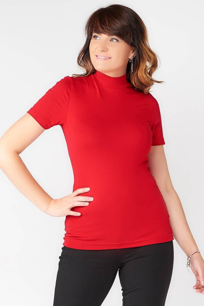 Классический джемпер с воротником-стойкой из вискозы La rouge 3273 брусника - фото 1