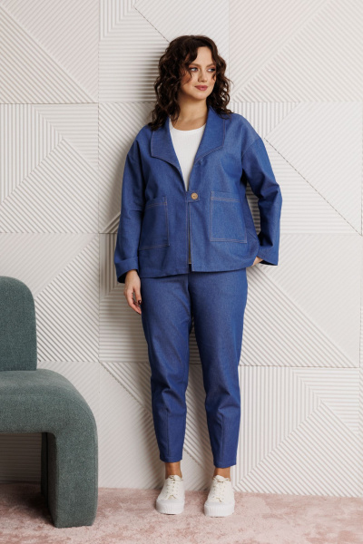 Блуза, брюки, жакет Mubliz 318 синий - фото 26