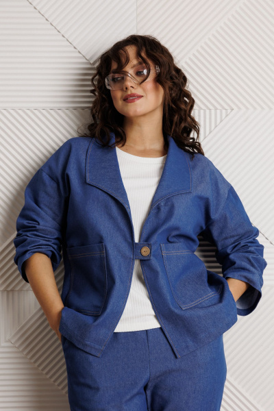 Блуза, брюки, жакет Mubliz 318 синий - фото 25